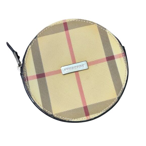Auth Burberry Nova Check PVC Leather Round Coin Pouch - Picture 1 of 10